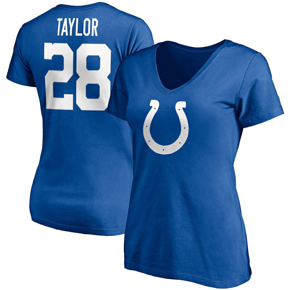 Jonathan Taylor Indianapolis Colts Women's Player Icon Name & Number V-Neck T-Shirt - Royal - Fanatics