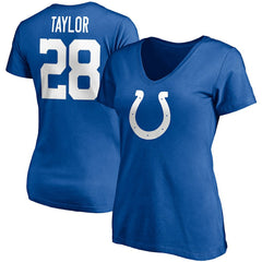 Jonathan Taylor Indianapolis Colts Women's Player Icon Name & Number V-Neck T-Shirt - Royal - Fanatics