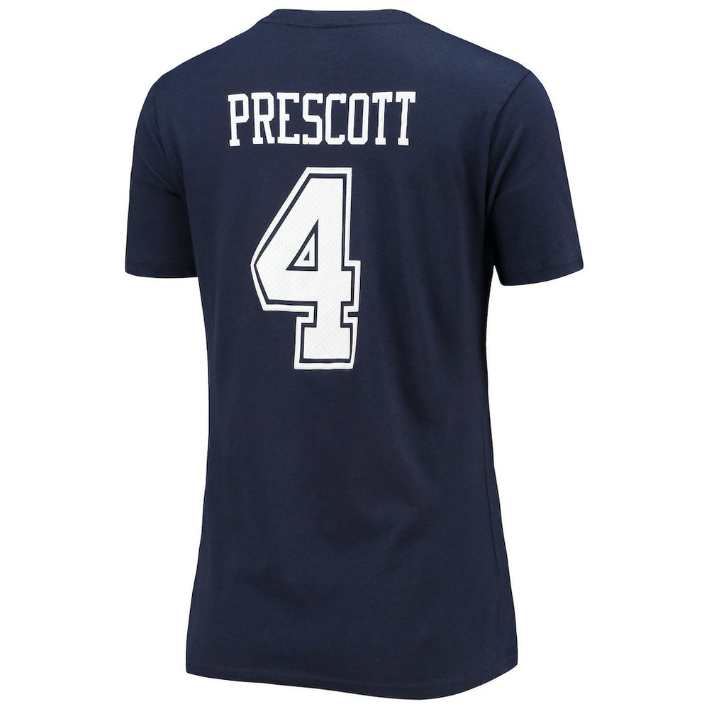 Dak Prescott Dallas Cowboys Women's Player Icon Name & Number V-Neck T-Shirt - Navy - Fanatics