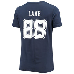 CeeDee Lamb Dallas Cowboys Women's Player Icon Name & Number V-Neck T-Shirt - Navy - Fanatics