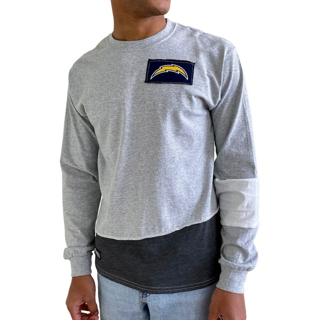 Los Angeles Chargers Refried Apparel Sustainable Angle Long Sleeve T-Shirt - Gray - NFL