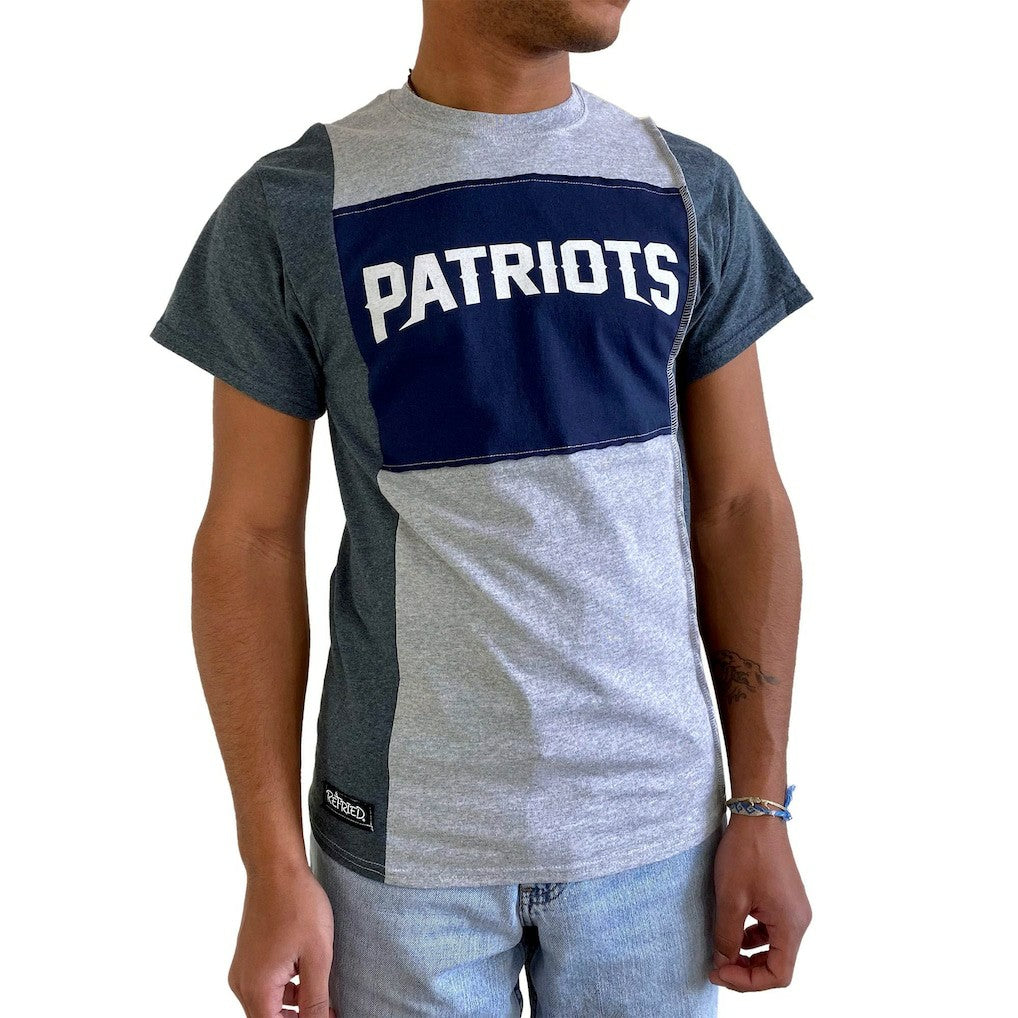 New England Patriots Refried Apparel Sustainable Split T-Shirt - Heather Gray - NFL