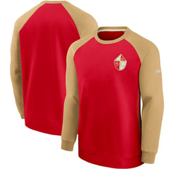 San Francisco 49ers Historic Raglan Crew Performance Sweater - Scarlet/Gold - Nike