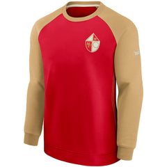 San Francisco 49ers Historic Raglan Crew Performance Sweater - Scarlet/Gold - Nike