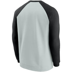 Las Vegas Raiders Historic Raglan Crew Performance Sweater - Silver/Black - Nike