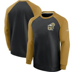 New Orleans Saints Historic Raglan Performance Pullover Sweater - Black/Gold - Nike
