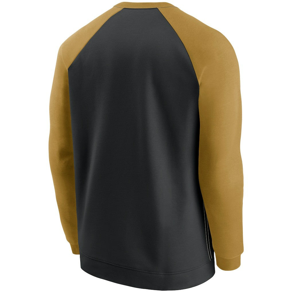 New Orleans Saints Historic Raglan Performance Pullover Sweater - Black/Gold - Nike