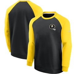 Pittsburgh Steelers Historic Raglan Crew Performance Sweater - Black/Gold - Nike