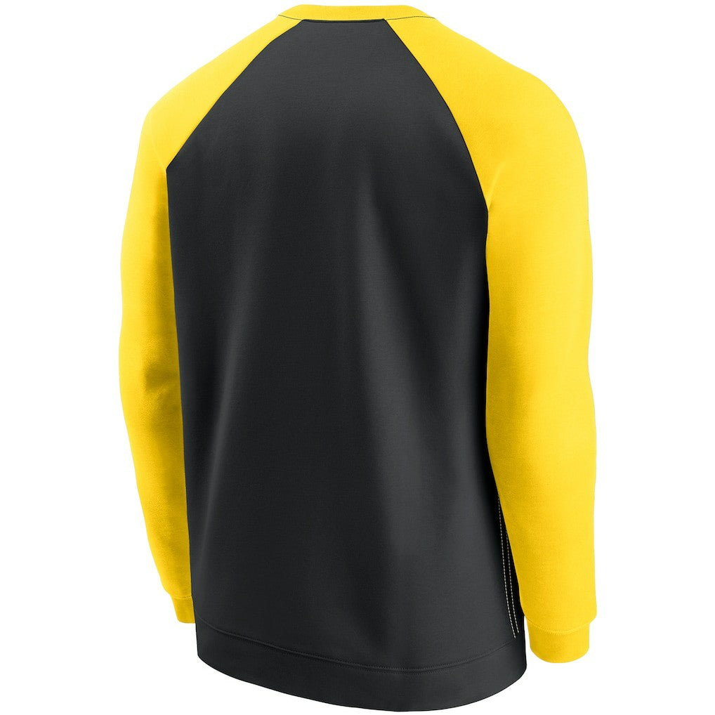 Pittsburgh Steelers Historic Raglan Crew Performance Sweater - Black/Gold - Nike
