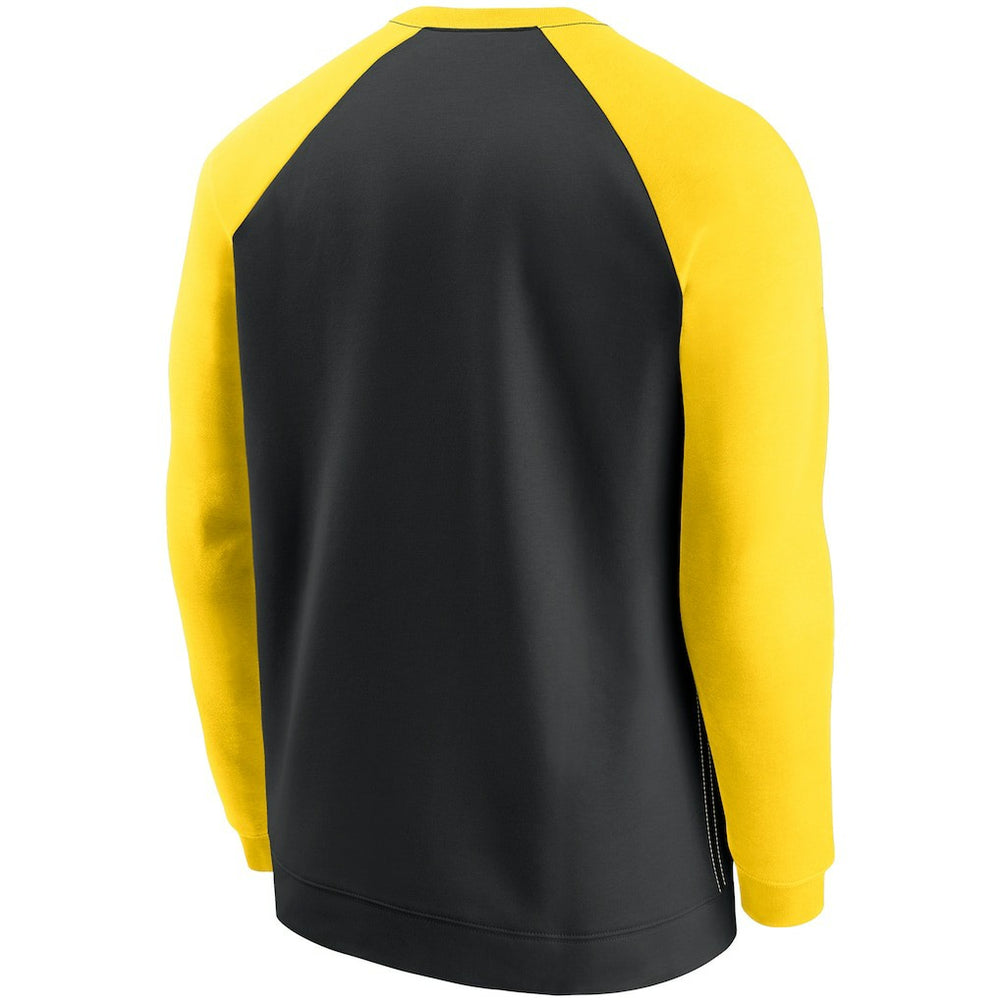 Pittsburgh Steelers Historic Raglan Crew Performance Sweater - Black/Gold - Nike