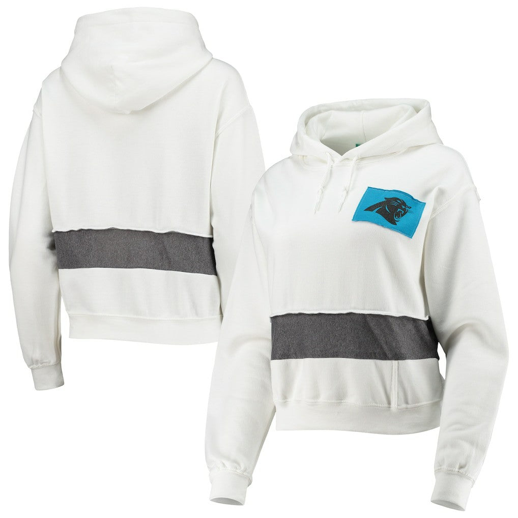 Carolina Panthers Refried Apparel Women's Sustainable Crop Dolman Pullover Hoodie - White - NFL