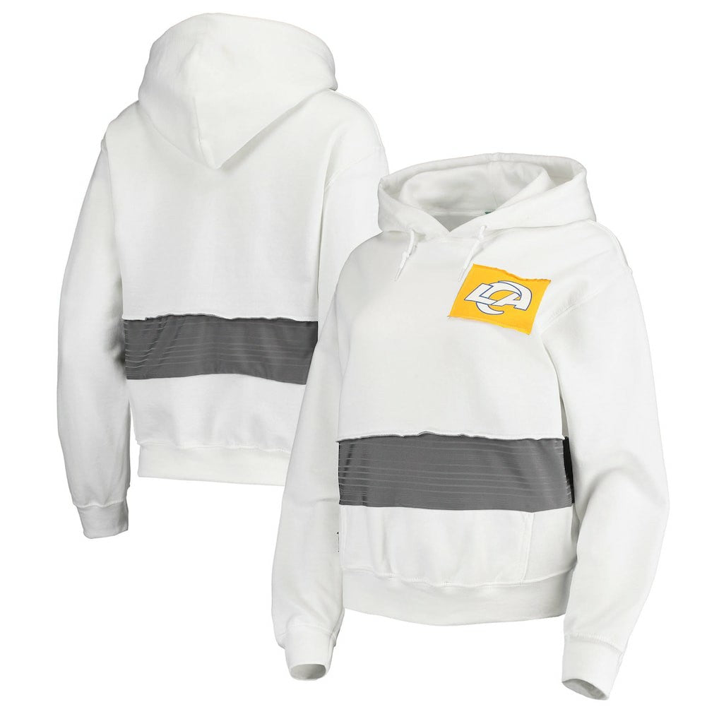 Los Angeles Rams Refried Apparel Women's Sustainable Crop Dolman Pullover Hoodie - White - NFL
