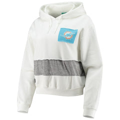Miami Dolphins Refried Apparel Women's Sustainable Crop Dolman Pullover Hoodie - White - NFL