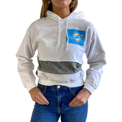 Miami Dolphins Refried Apparel Women's Sustainable Crop Dolman Pullover Hoodie - White - NFL