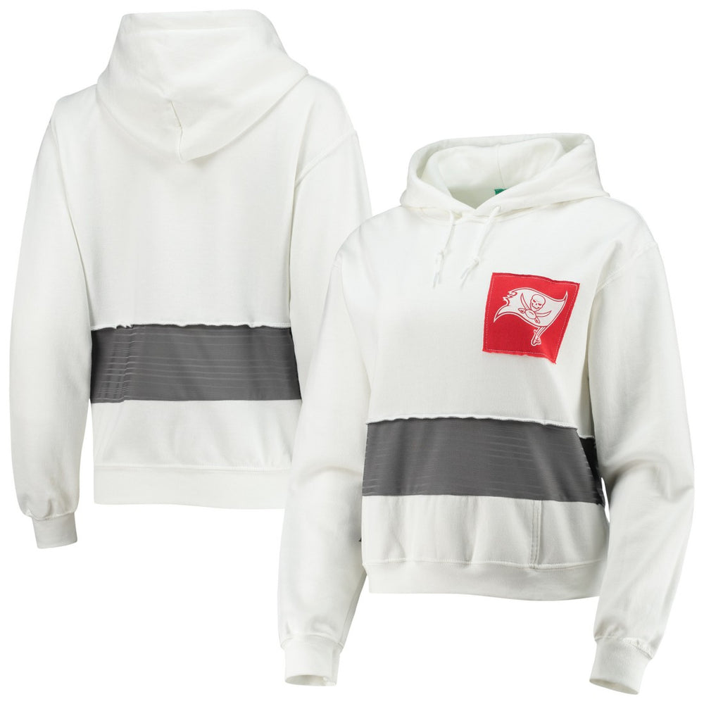 Tampa Bay Buccaneers Refried Apparel Women's Sustainable Crop Dolman Pullover Hoodie - White - NFL