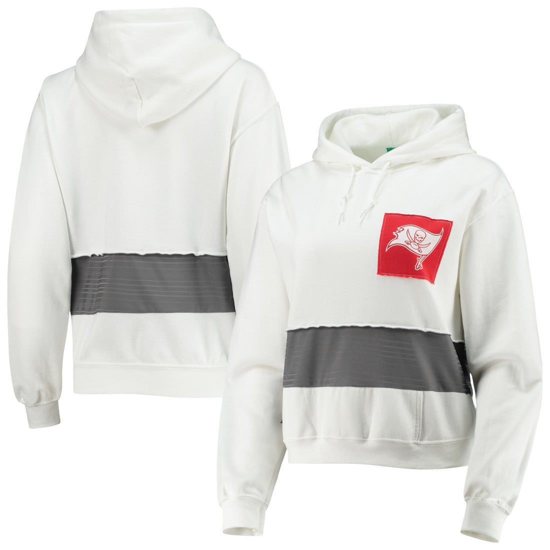 Tampa Bay Buccaneers Refried Apparel Women's Sustainable Crop Dolman Pullover Hoodie - White - NFL