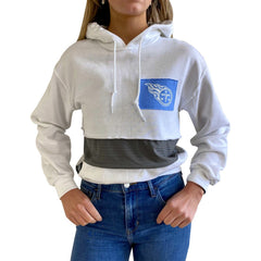 Tennessee Titans Refried Apparel Women's Sustainable Crop Dolman Pullover Hoodie - White - NFL