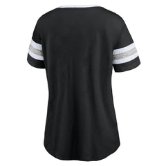 Fanatics Brooklyn Nets Women's Block Party Striped Sleeve T-Shirt Black/Heathered Gray
