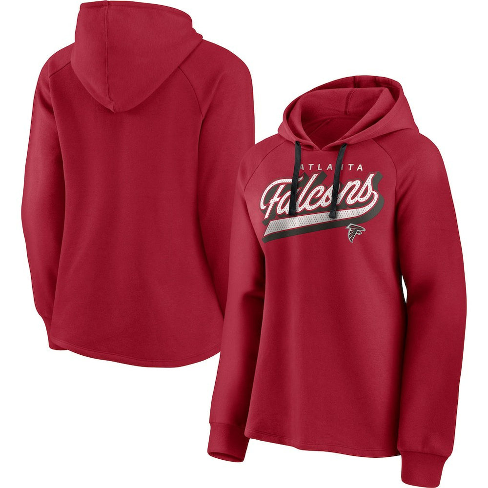 Atlanta Falcons Women's First Contact Raglan Pullover Hoodie - Red - Fanatics