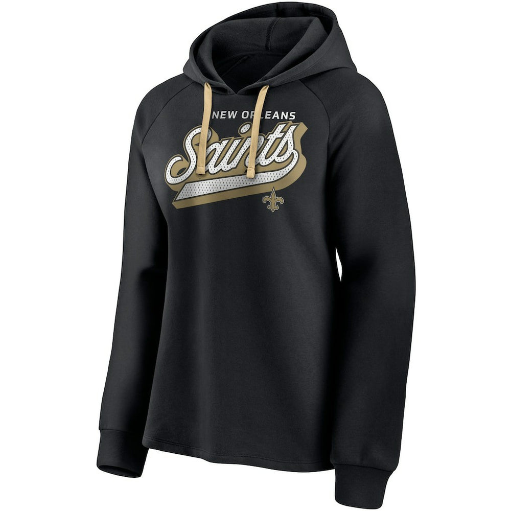 New Orleans Saints Women's First Contact Raglan Pullover Hoodie - Black - Fanatics