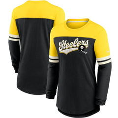 Pittsburgh Steelers Women's Retro Script Performance Tri-Blend Long Sleeve T-Shirt - Black/Gold - Nike