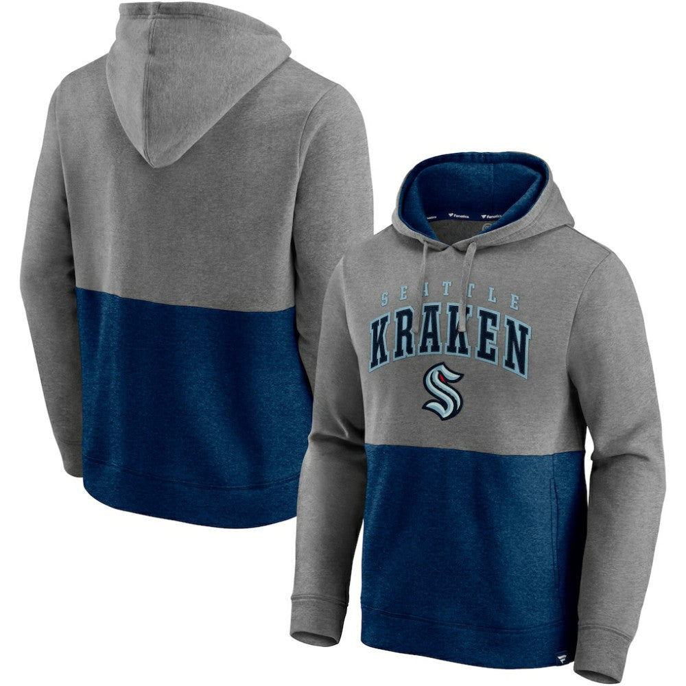 Seattle Kraken Fanatics Block Party Classic Arch Signature Pullover Hoodie - Heathered Gray/Deep Sea Blue | Fanatics online