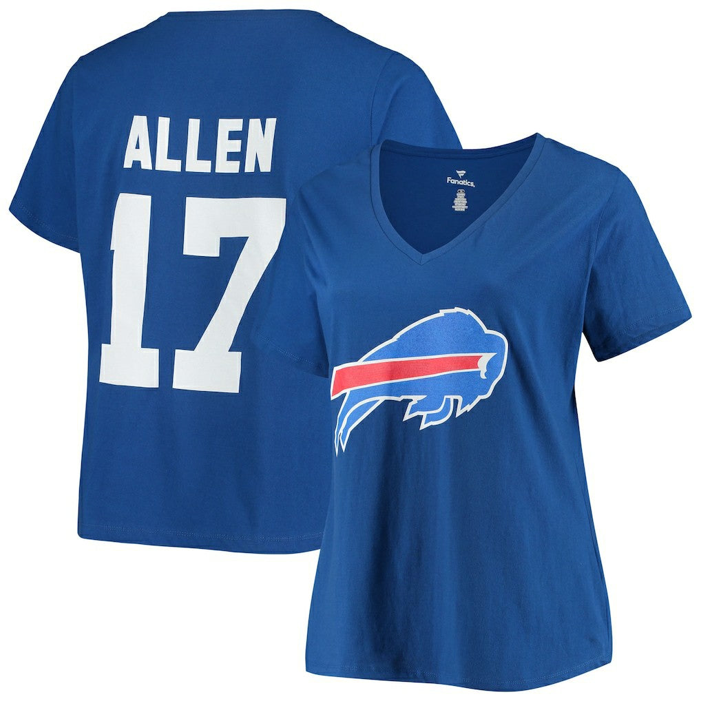 Josh Allen Buffalo Bills Women's Plus Size Name & Number V-Neck T-Shirt - Royal - Fanatics