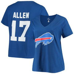 Josh Allen Buffalo Bills Women's Plus Size Name & Number V-Neck T-Shirt - Royal - Fanatics