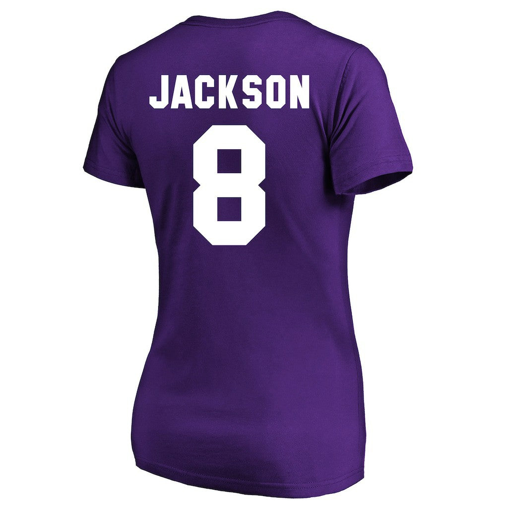Lamar Jackson Baltimore Ravens Women's Plus Size Name & Number V-Neck T-Shirt - Purple - Fanatics