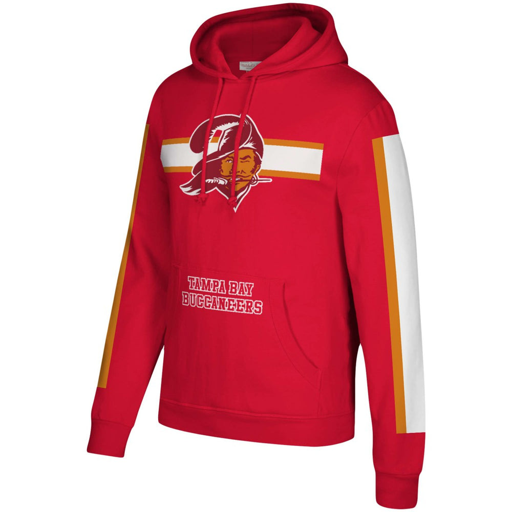 Tampa Bay Buccaneers Three Stripe Pullover Hoodie - Red - Mitchell & Ness