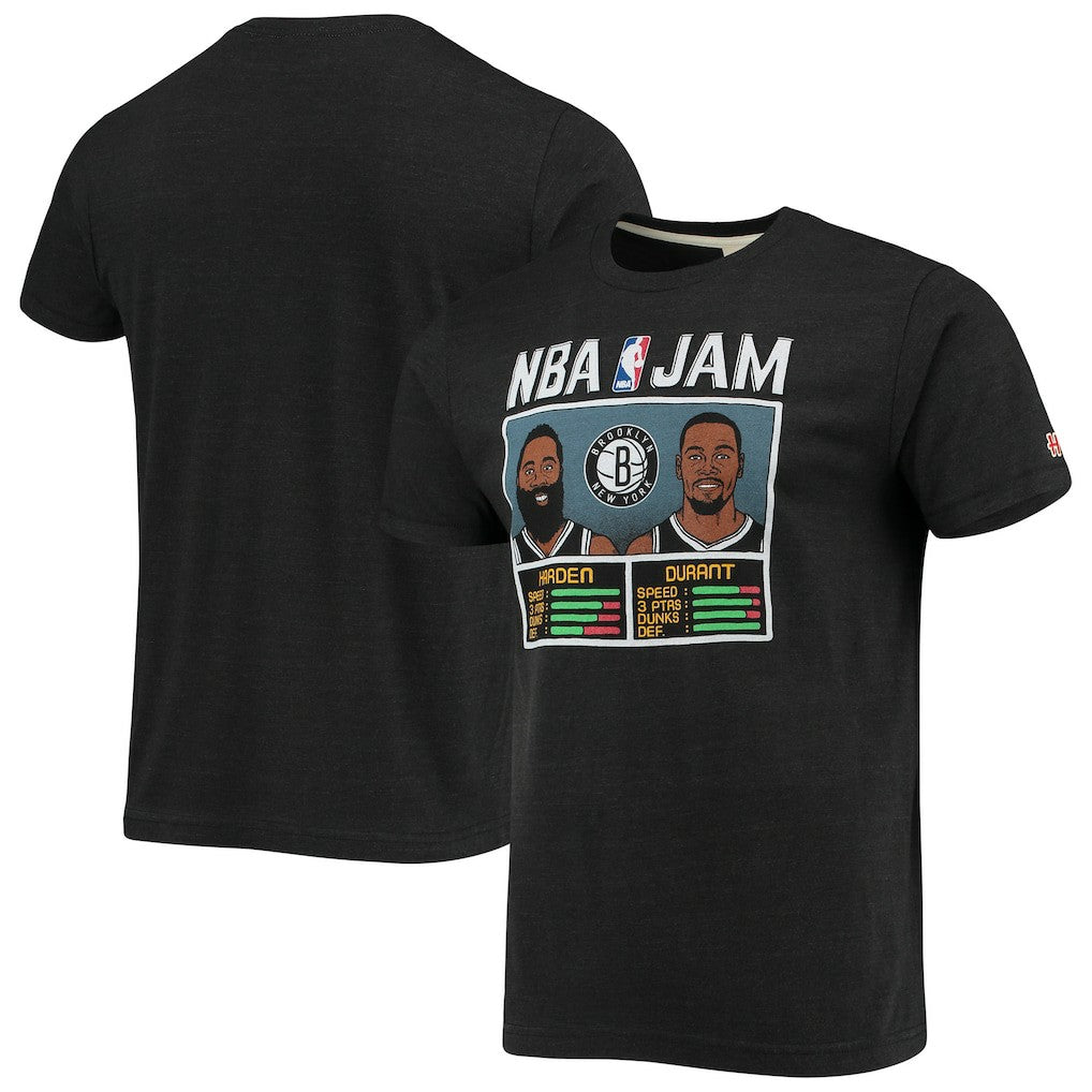 James Harden & Kevin Durant Brooklyn Nets Homage NBA Jam T-Shirt Heathered Charcoal