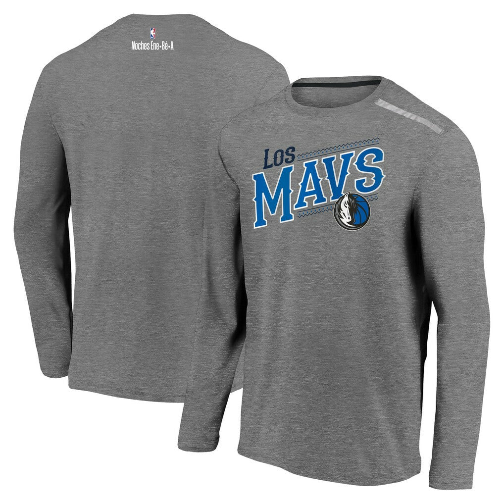 Fanatics Dallas Mavericks 2021 Noches Éne-Bé-A Authentic Shooting Long Sleeve T-Shirt Heather Charcoal