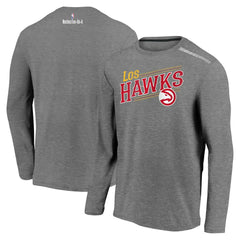 Fanatics Atlanta Hawks 2021 Noches Éne-Bé-A Authentic Shooting Long Sleeve T-Shirt Heather Charcoal