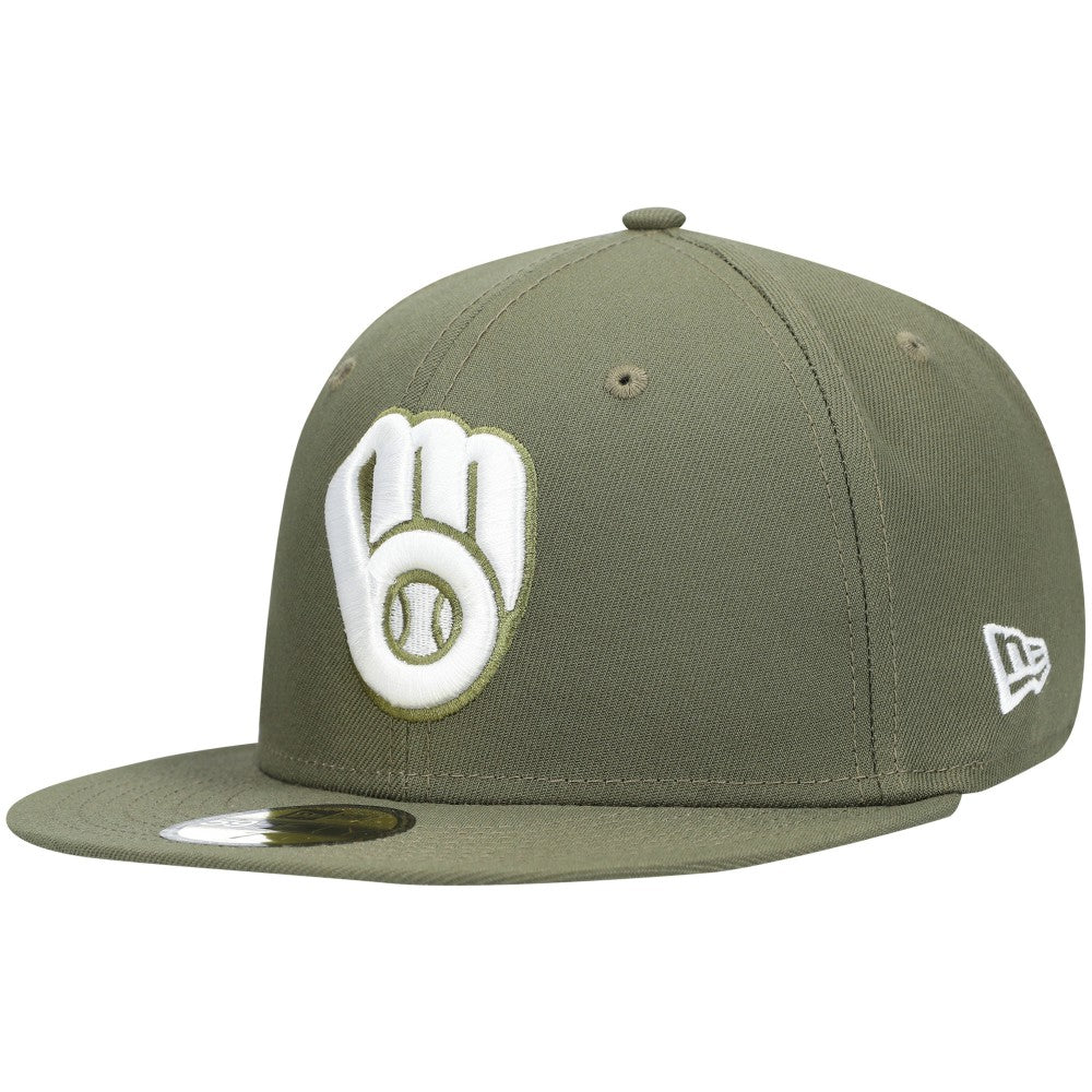 Milwaukee Brewers New Era White Logo 59FIFTY Fitted Hat Outlet
