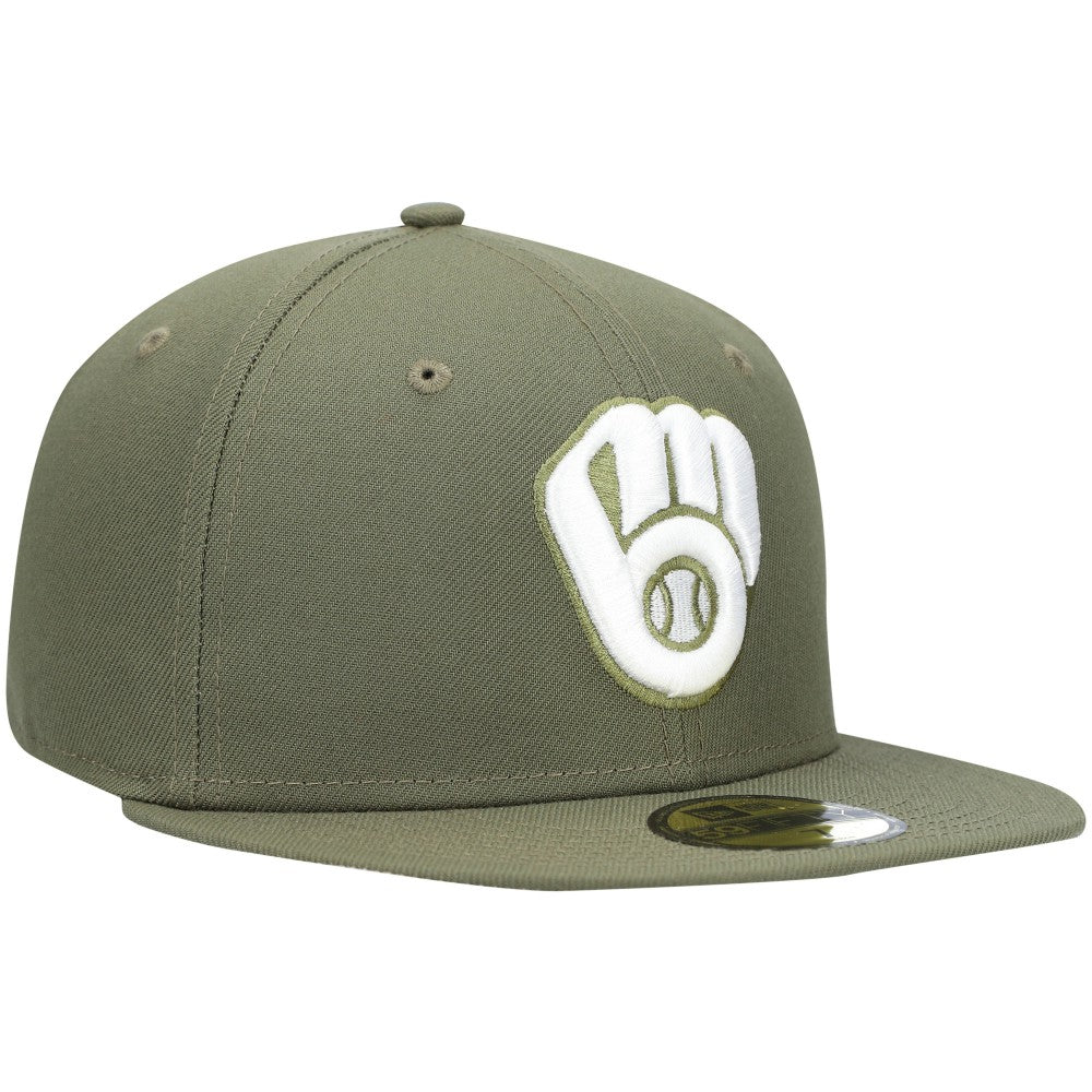 Milwaukee Brewers New Era White Logo 59FIFTY Fitted Hat Outlet
