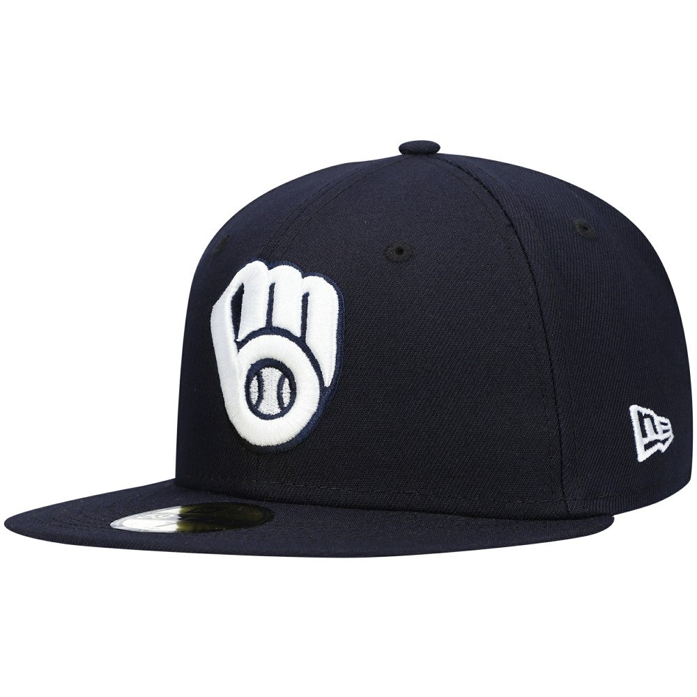 Milwaukee Brewers New Era White Logo 59FIFTY Fitted Hat Discount