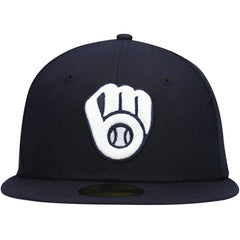 Milwaukee Brewers New Era White Logo 59FIFTY Fitted Hat Discount