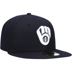Milwaukee Brewers New Era White Logo 59FIFTY Fitted Hat Discount