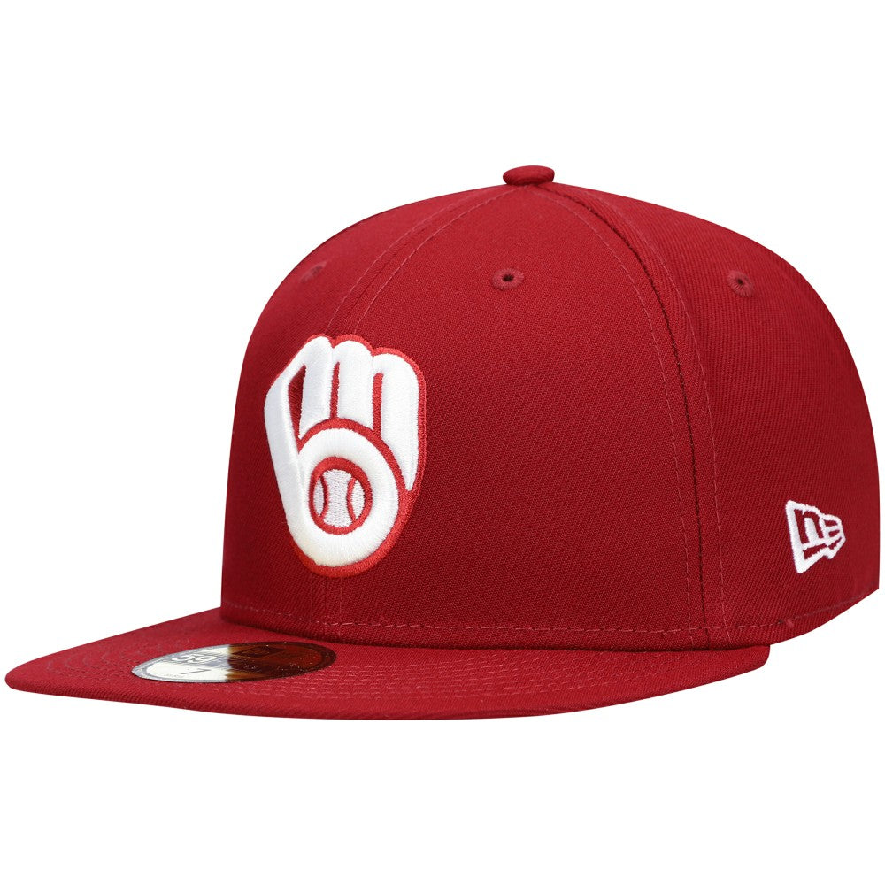 Milwaukee Brewers New Era White Logo 59FIFTY Fitted Hat Discount