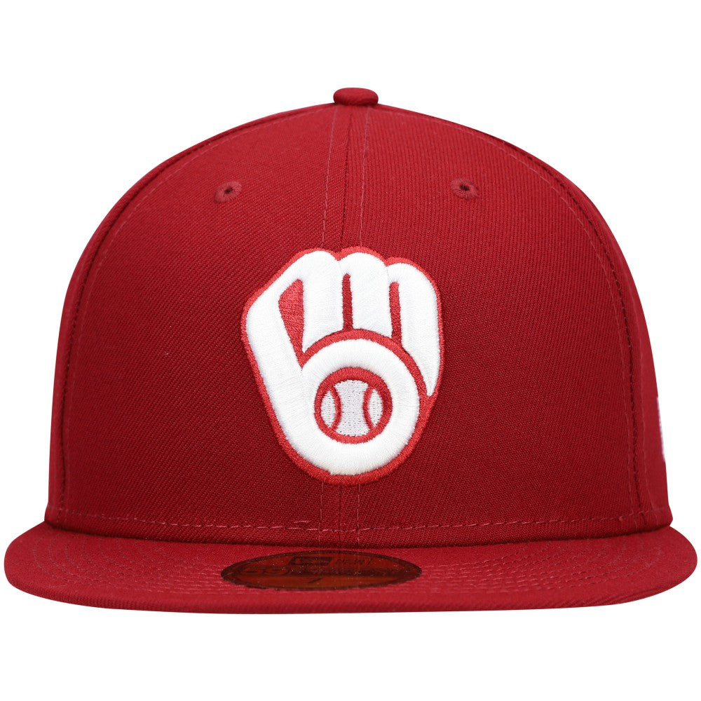 Milwaukee Brewers New Era White Logo 59FIFTY Fitted Hat Discount