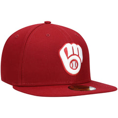 Milwaukee Brewers New Era White Logo 59FIFTY Fitted Hat Discount