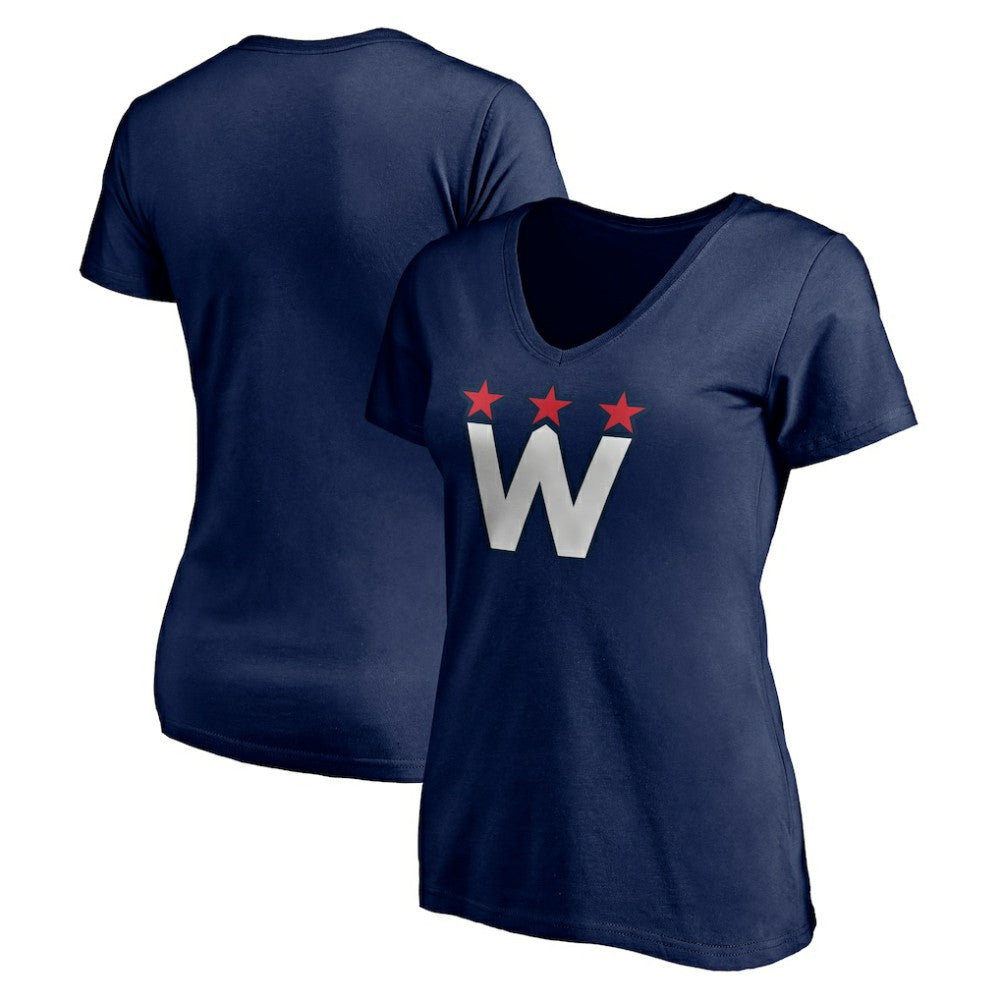 Washington Capitals Women's Alternate Logo V-Neck T-Shirt - Navy | NHL Clearance
