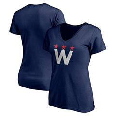 Washington Capitals Women's Alternate Logo V-Neck T-Shirt - Navy | NHL Clearance