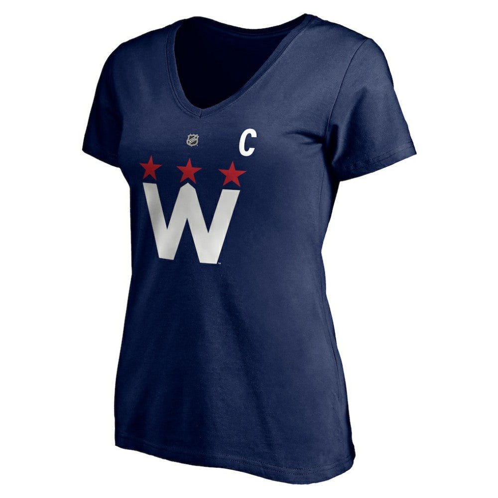 Alexander Ovechkin Washington Capitals Fanatics Women's Authentic Stack Name & Number V-Neck T-Shirt - Navy | Fanatics Clearance
