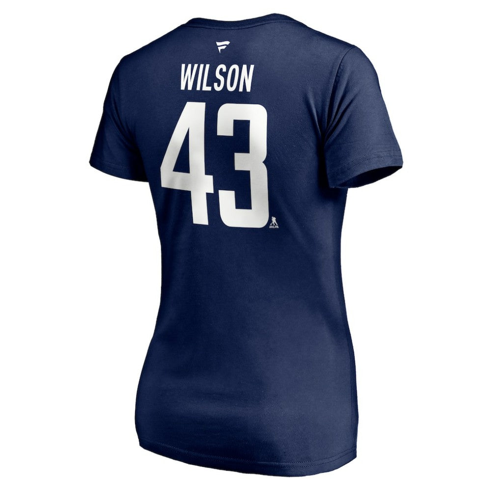 Tom Wilson Washington Capitals Fanatics Women's Authentic Stack Name & Number V-Neck T-Shirt - Navy | Fanatics Lifestyle