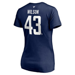Tom Wilson Washington Capitals Fanatics Women's Authentic Stack Name & Number V-Neck T-Shirt - Navy | Fanatics Lifestyle