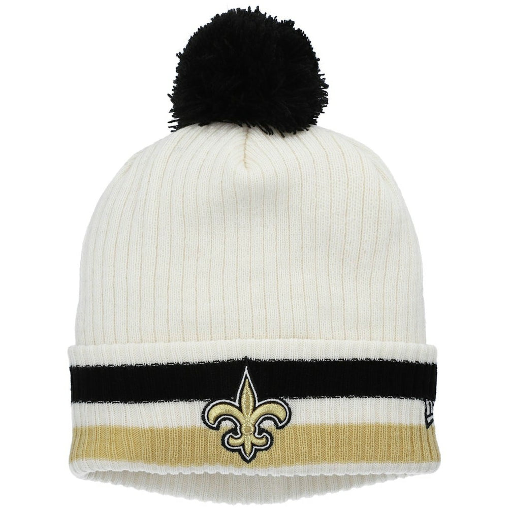New Orleans Saints New Era Youth Retro Cuffed Knit Hat with Pom - White - NFL