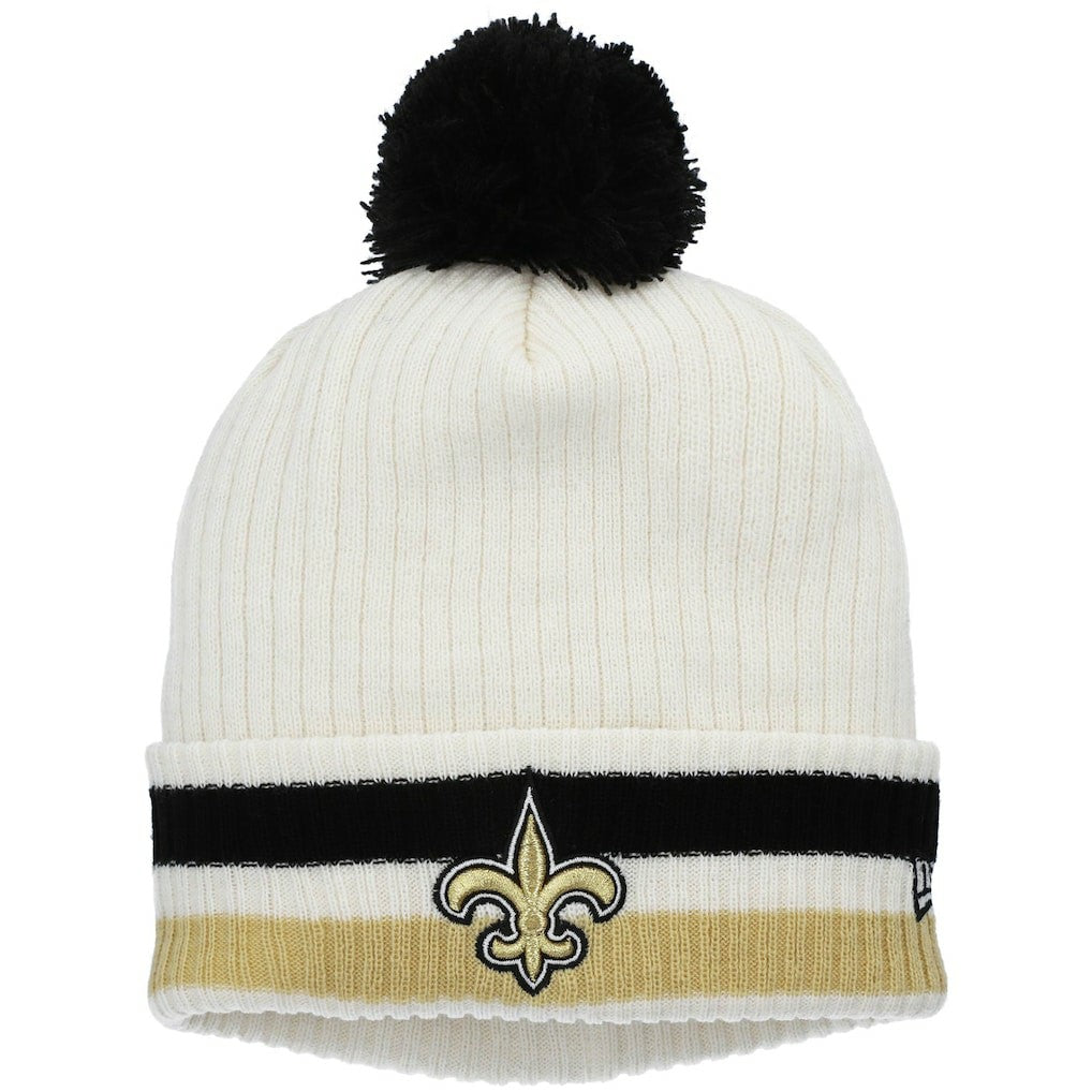 New Orleans Saints New Era Youth Retro Cuffed Knit Hat with Pom - White - NFL