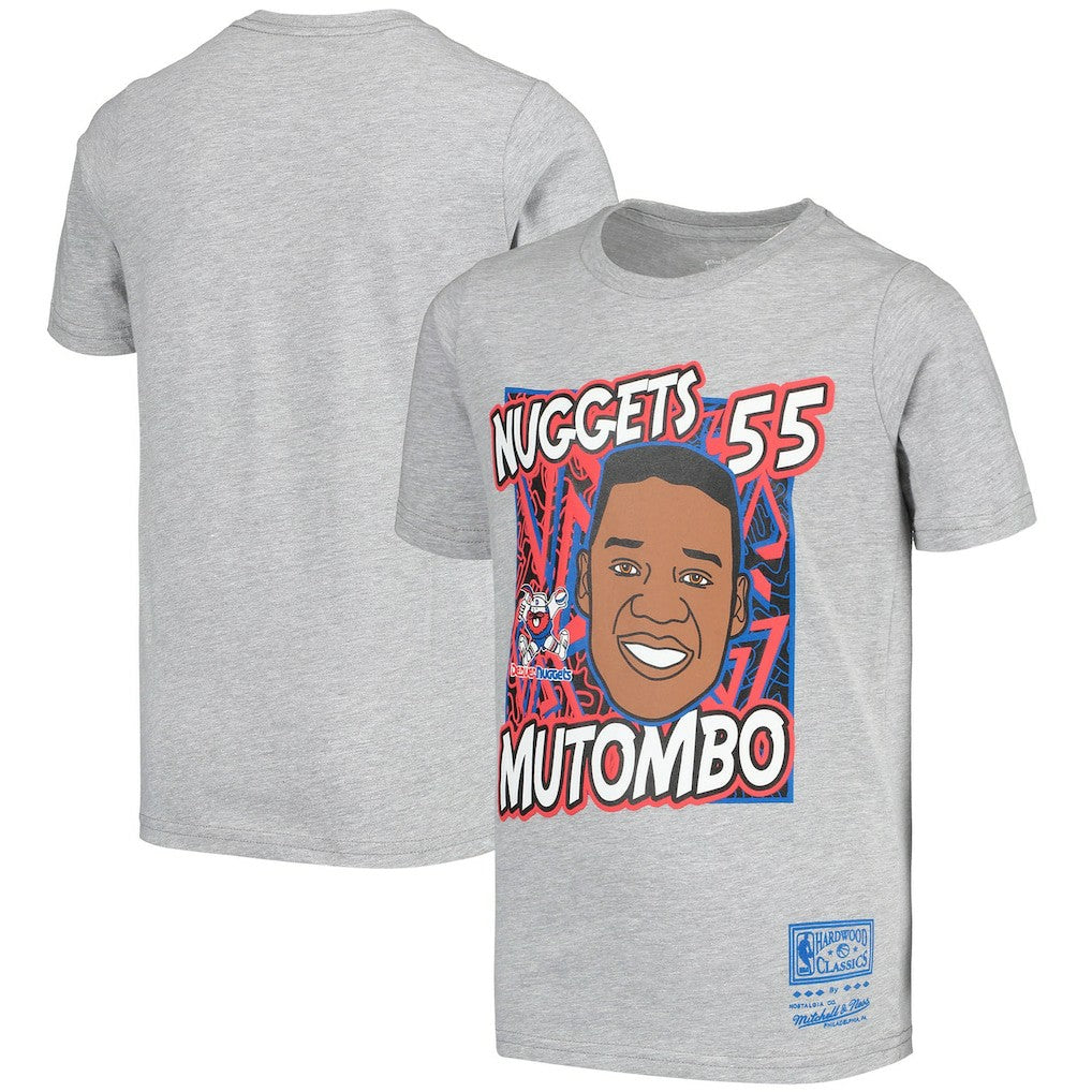 Mitchell & Ness Dikembe Mutombo Denver Nuggets Youth Hardwood Classics King of the Court Player T-Shirt Gray