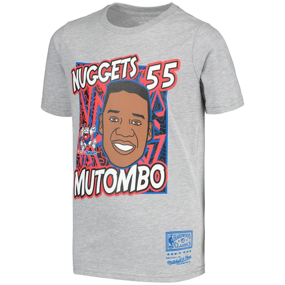 Mitchell & Ness Dikembe Mutombo Denver Nuggets Youth Hardwood Classics King of the Court Player T-Shirt Gray
